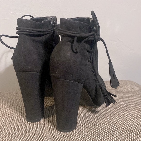 Bamboo black suede booties, size 9. - Picture 3 of 11
